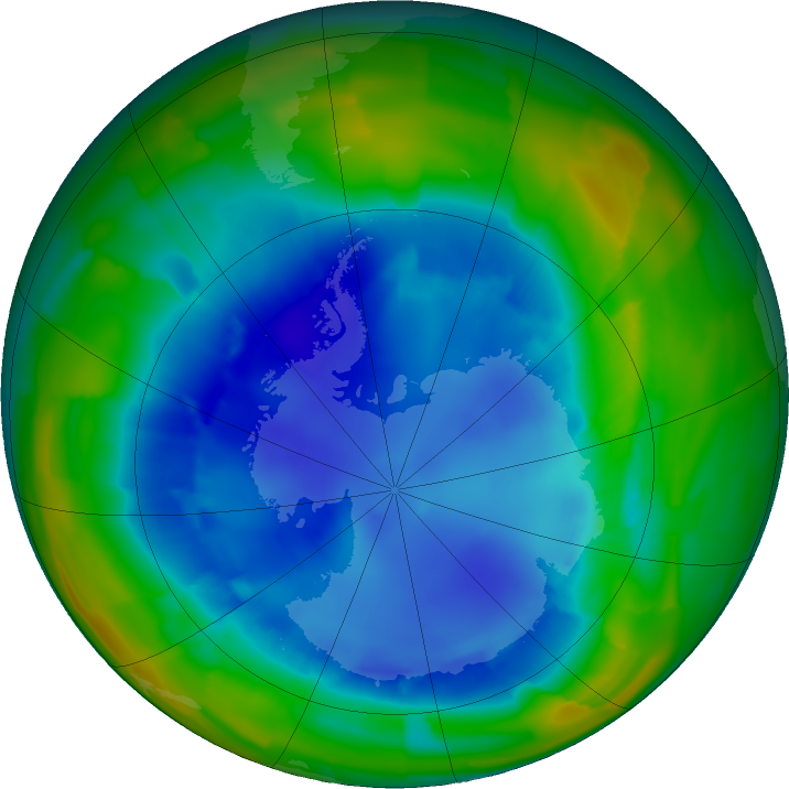 Antarctic ozone map for 19 August 2011